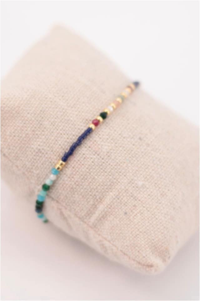 Pulsera mujer acero dorado con piedras y miju - Imagen 2