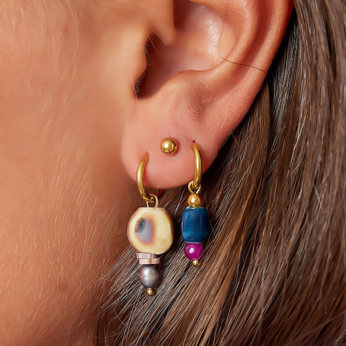 Pendientes DANIELA Dorado/Azul - Imagen 3