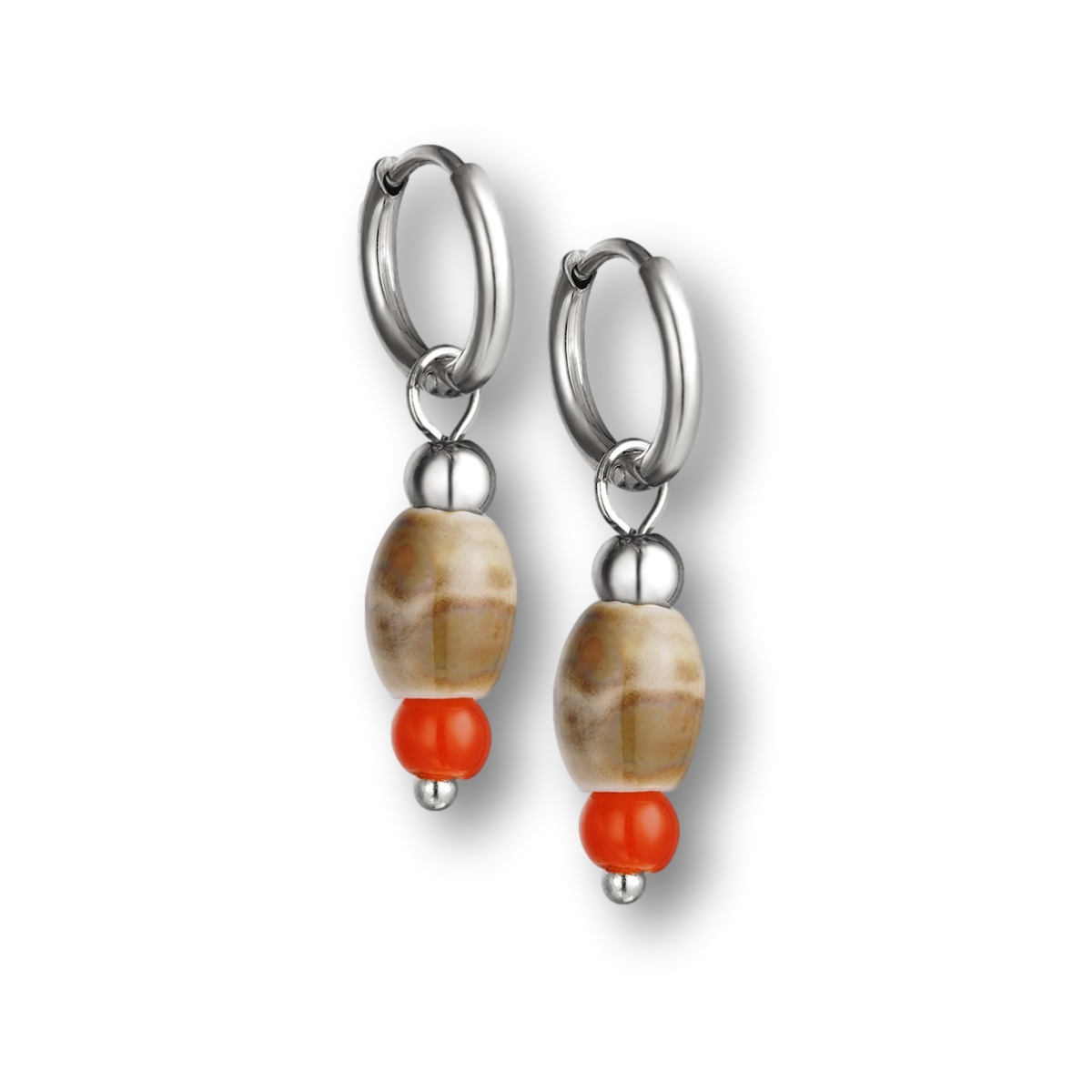 Pendientes DANIELA Acero/Beige