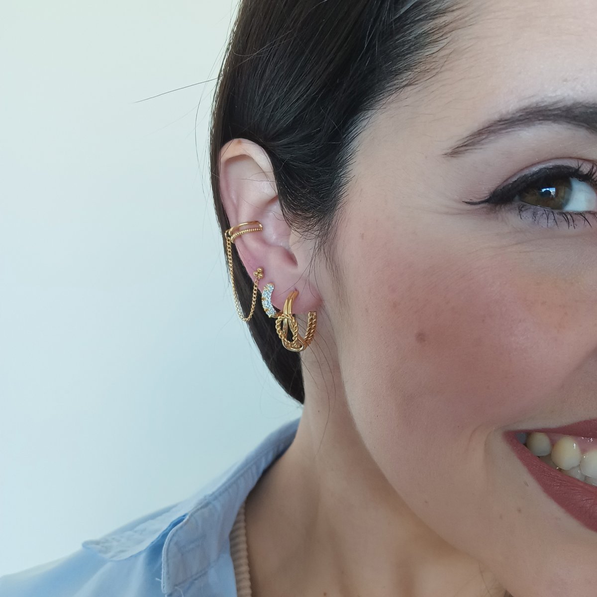 Pendientes FREYA Acero Dorado - Imagen 3