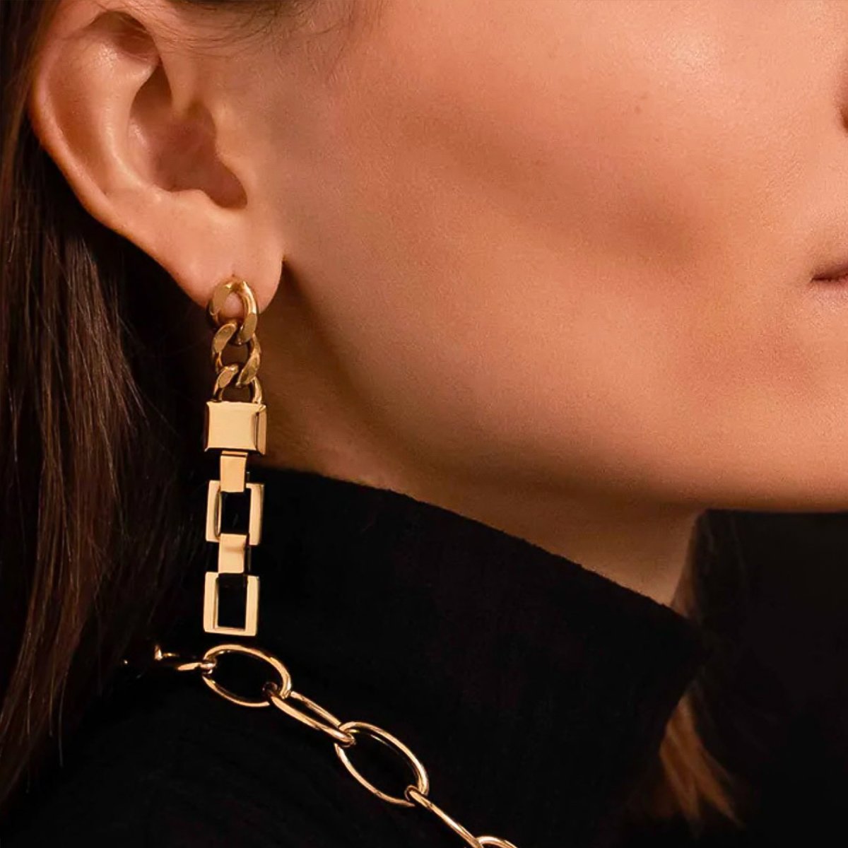 Pendientes SELENA Acero Dorado - Imagen 3