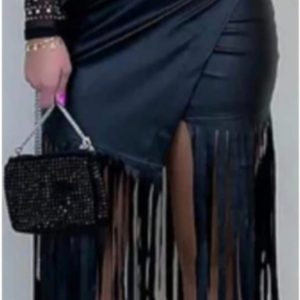 Falda mujer flecos polipiel