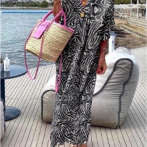 Vestido mujer estampado Animal Print CEBRA escote pico