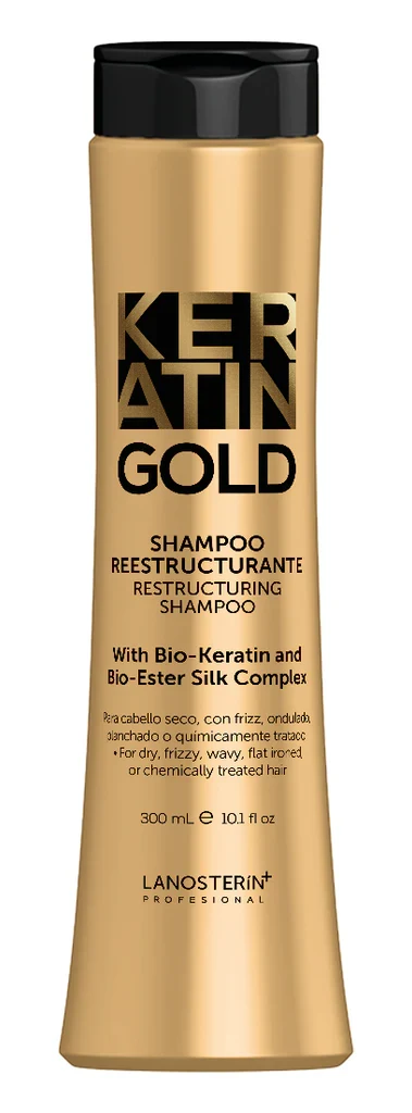 Keratin Gold Shampoo & Acondicionador Reestructurante 300 ml With Bio-Keratin & Bio-Ester Silk Complex - Imagen 3