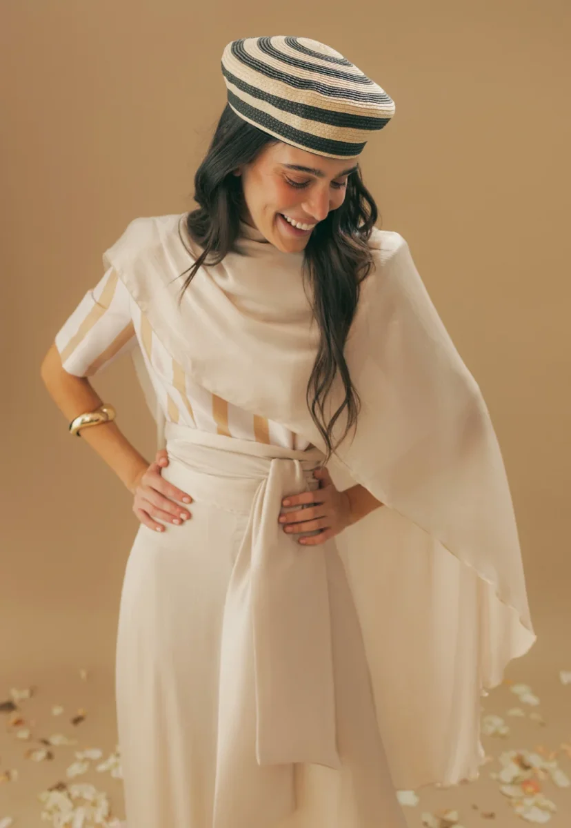 Casquete Celine de rayas beige y negro - Imagen 8