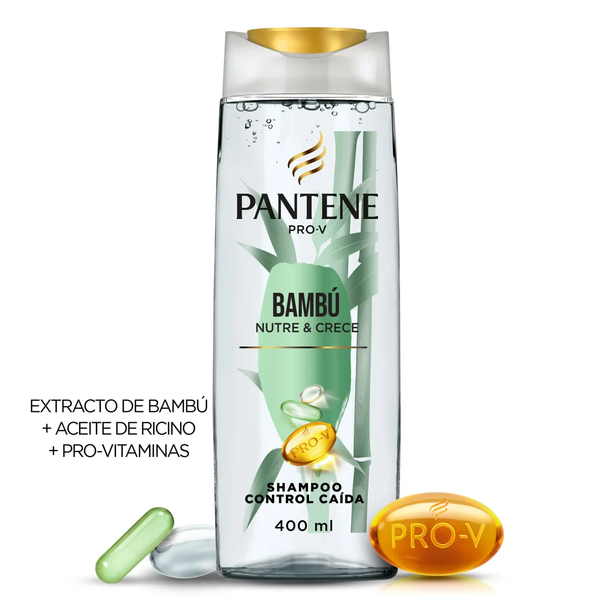 Pantene Pro-V Bambú Nutre y Crece Shampoo Control Caída – 400 ml - Imagen 2
