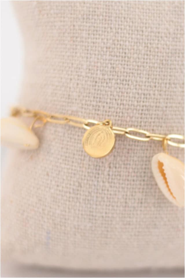 TOBILLERA MUJER ACERO DORADO CARACOLES