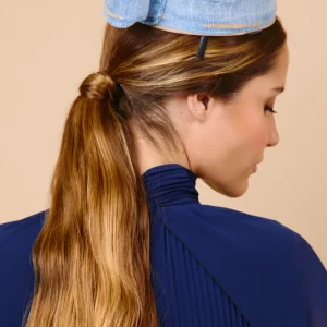 Tocado Casquete Dominica Camel y azul