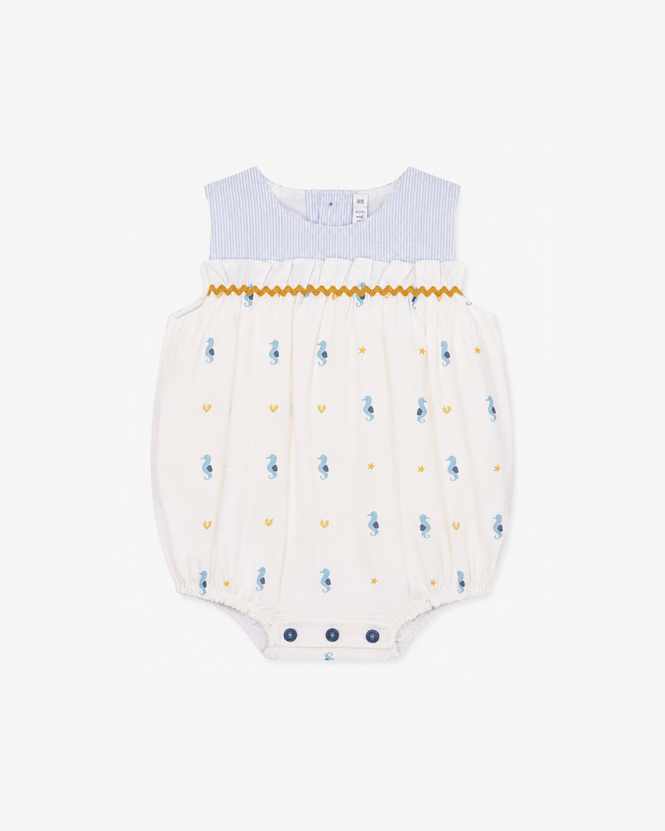Pelele de Bebé con Estampado de Caballitos de Mar para Niño – Paloma de la O - Imagen 2