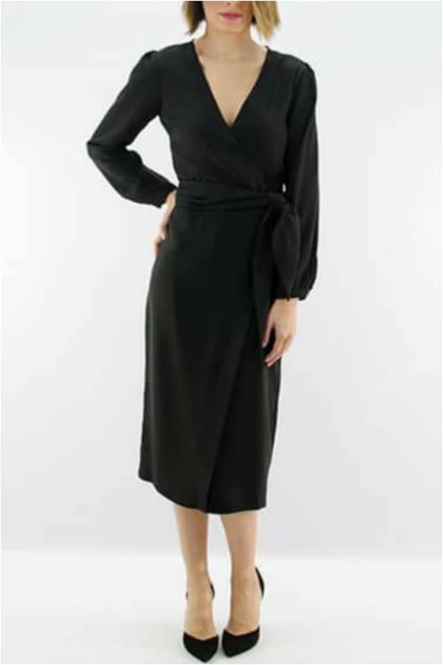 Vestido mujer cruzado midi con cinturón - Imagen 3