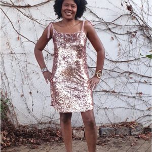 Vestido mujer lentejuelas rosa