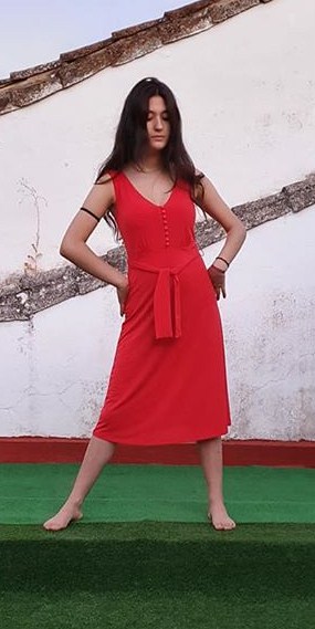 Vestido mujer midi escote pico - Imagen 2