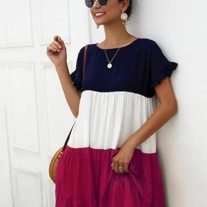 Vestido mujer casual tricolor