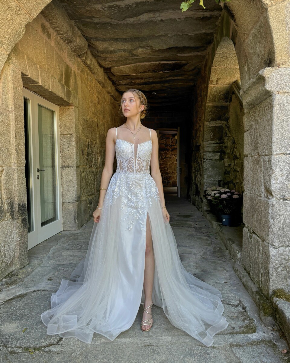 Vestido Tul Sobre Falda Novia - Imagen 4
