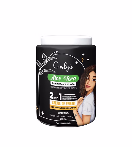 Curlys Aloe Vera con Argán y Jojoba 2 en 1 – Crema de Peinar 946 ml - Imagen 3