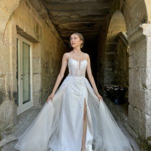 Vestido Tul Sobre Falda Novia