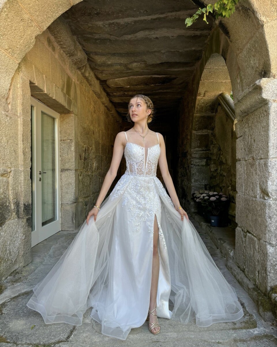 Vestido Tul Sobre Falda Novia - Imagen 2