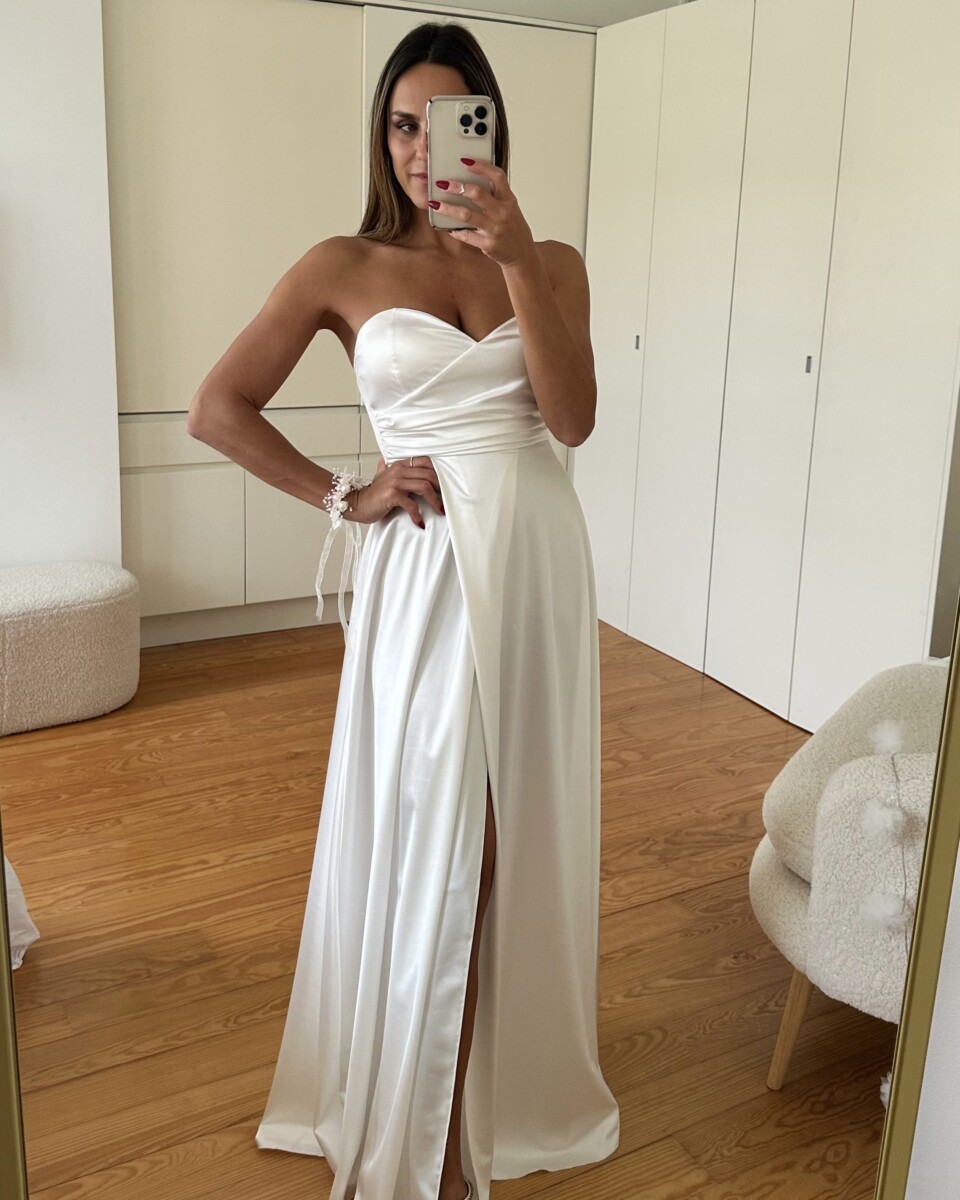 Vestido Seda Escote Corazón Novia - Imagen 4