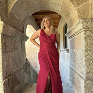 Vestido Sirena Brillos Volante Curvy