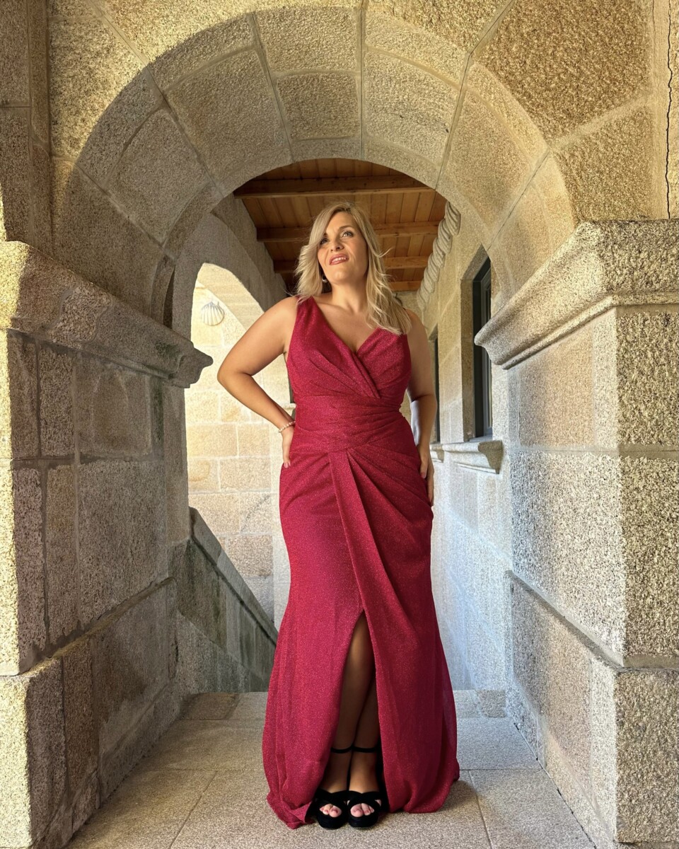 Vestido Sirena Brillos Volante Curvy - Imagen 2