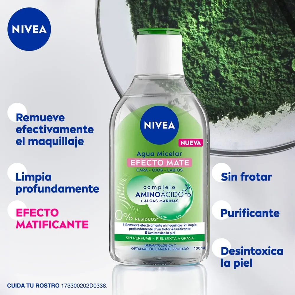 NIVEA Agua Micelar Efecto Mate – 400 ml - Imagen 3
