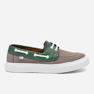 Apaches en Lona Gris con Cuero Verde