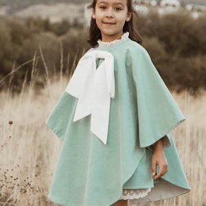 Poncho – Velvetón verde agua – T. 12