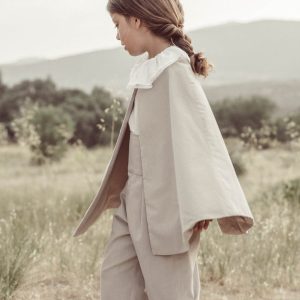 Capelina Sin Capucha con alamares – Lino Verde Oliva – T.3
