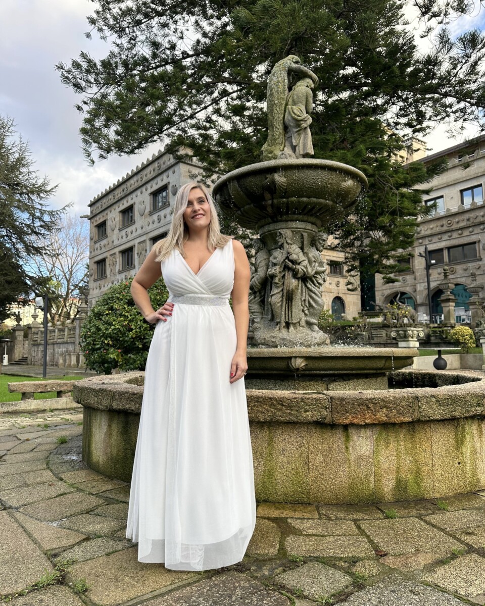 Vestido Tul Brillos Cintura Novia - Imagen 5