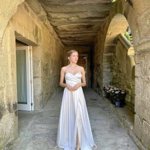 Vestido Seda Escote Corazón Novia