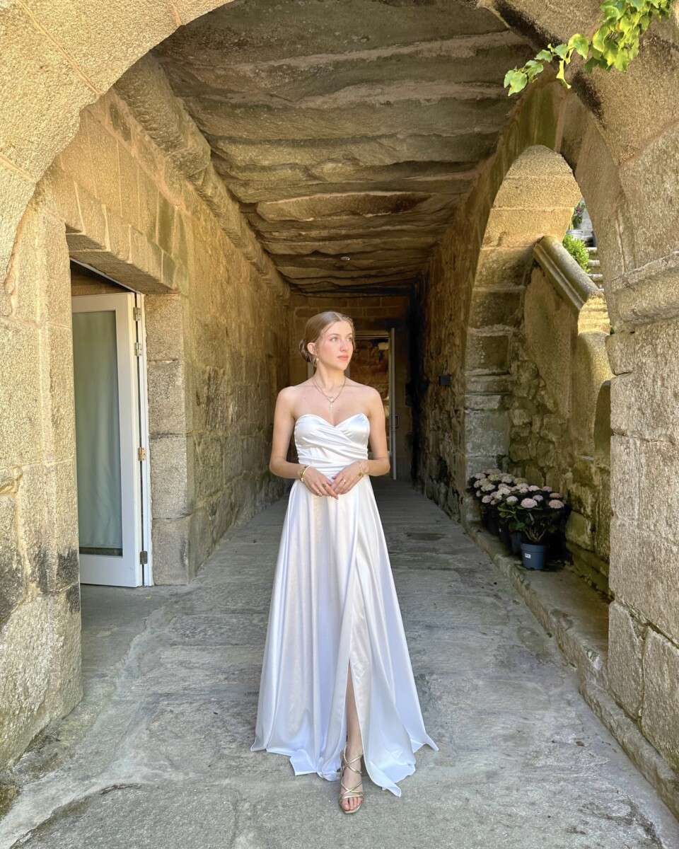 Vestido Seda Escote Corazón Novia - Imagen 2