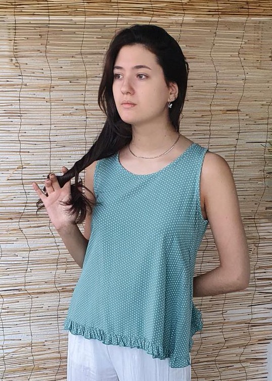 Blusa mujer sin mangas lunares - Imagen 5