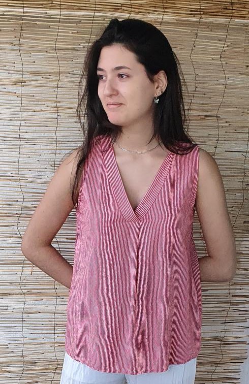 Blusa mujer sin mangas rayas - Imagen 3
