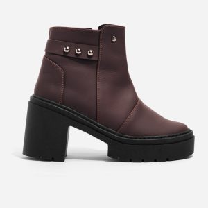 Botas en Cuero Café Plataforma Mujer