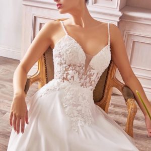 Vestido Novia Transparencias Flores Tirantes