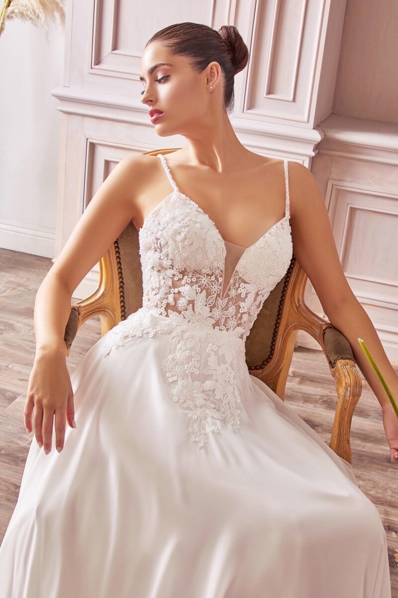 Vestido Novia Transparencias Flores Tirantes