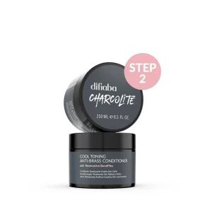 DIFIABA Charcolite Cool Toning Anti-Brass Conditioner with Restorative BondPlex – 250 ml  Acondicionador matizador para neutralizar tonos cálidos y cuidar el cabello rubio
