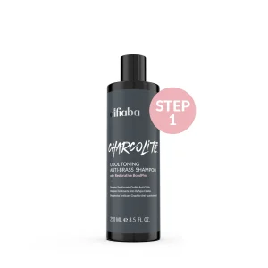 DIFIABA Charcolite Cool Toning Anti-Brass Shampoo with Restorative BondPlex – 250 ml  Shampoo matizador antiamarillos y anticobrizos para cabellos rubios