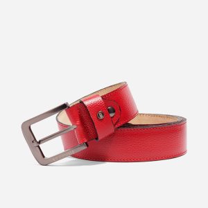 Correa Cinturón en Cuero Rojo
