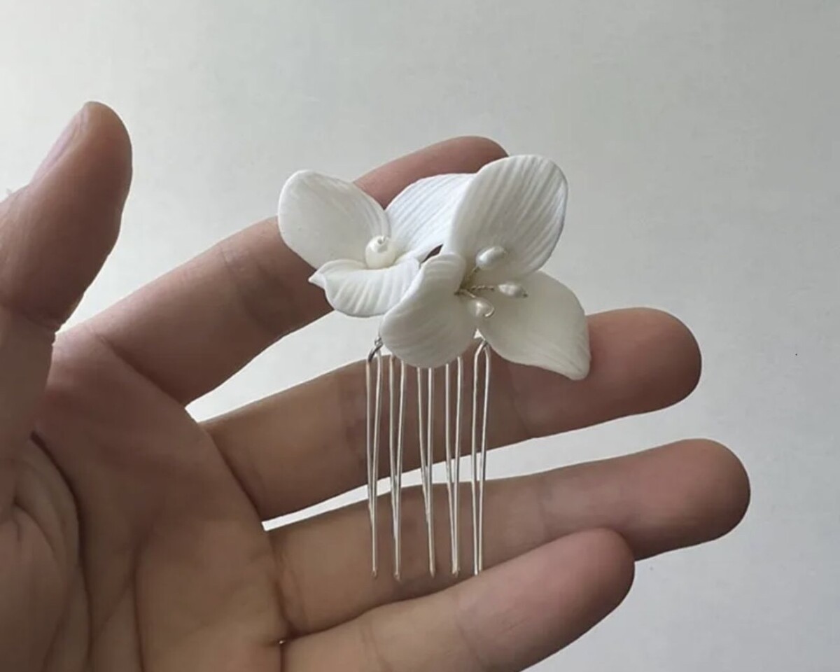Tocado Mini Peineta Flor Perlas - Imagen 2