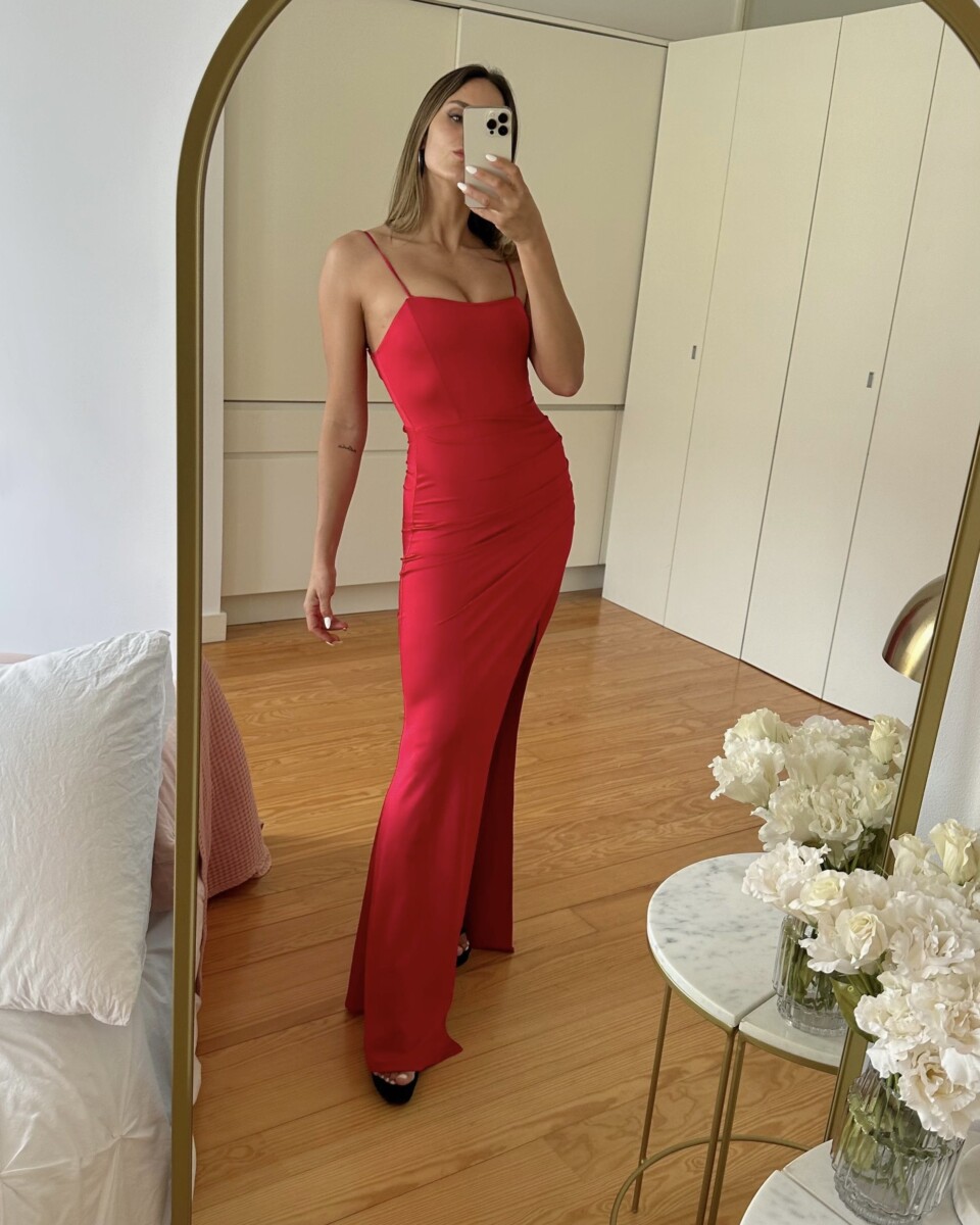 Vestido Seda Elástico Drapeado Espalda Novia - Imagen 7