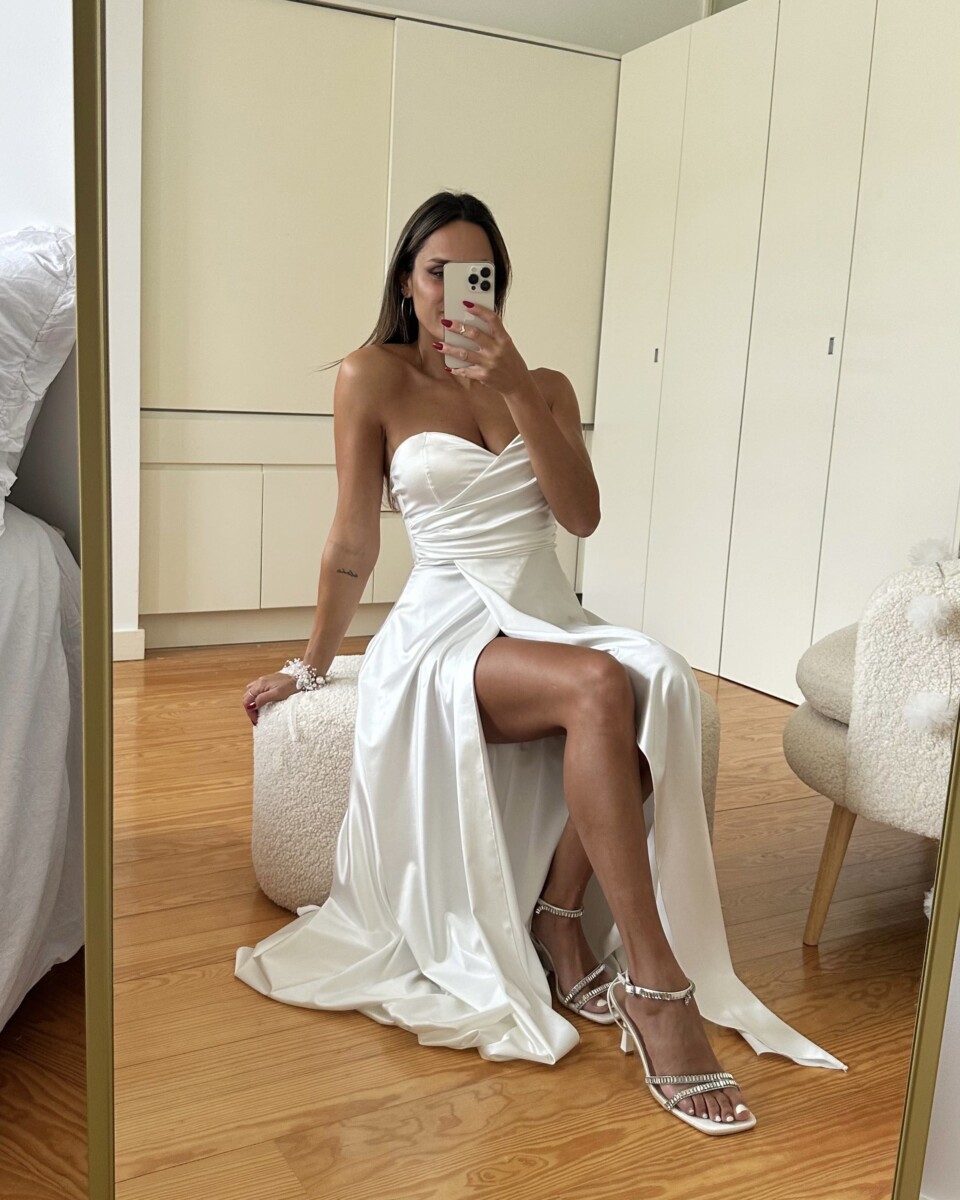 Vestido Seda Escote Corazón Novia - Imagen 5