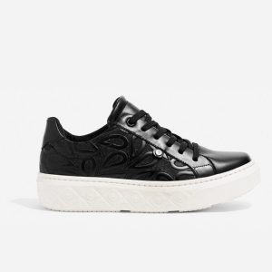 Deportivos Cuero Negro Suela Textura
