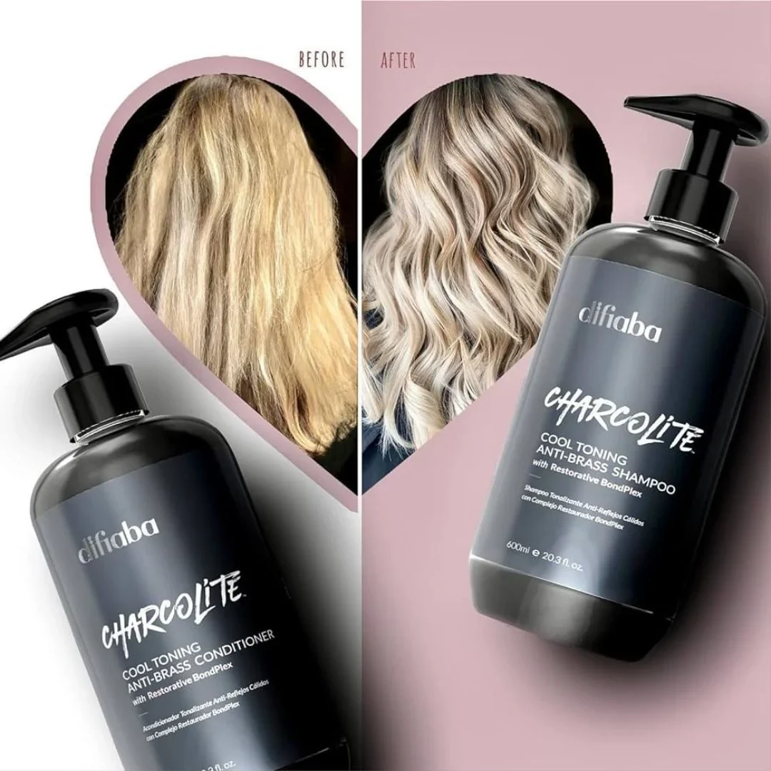 DIFIABA Charcolite Cool Toning Anti-Brass Shampoo with Restorative BondPlex – 600 ml Shampoo matizador antiamarillos y anticobrizos para rubios con tecnología reparadora BondPlex - Imagen 8