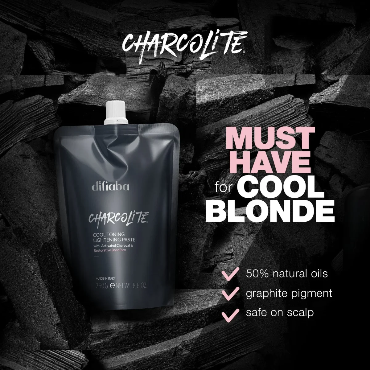 DIFIABA Charcolite Cool Toning Lightening Paste – 500 g Pasta decolorante matizadora para aclaración profesional y control de tonos cálidos - Imagen 7