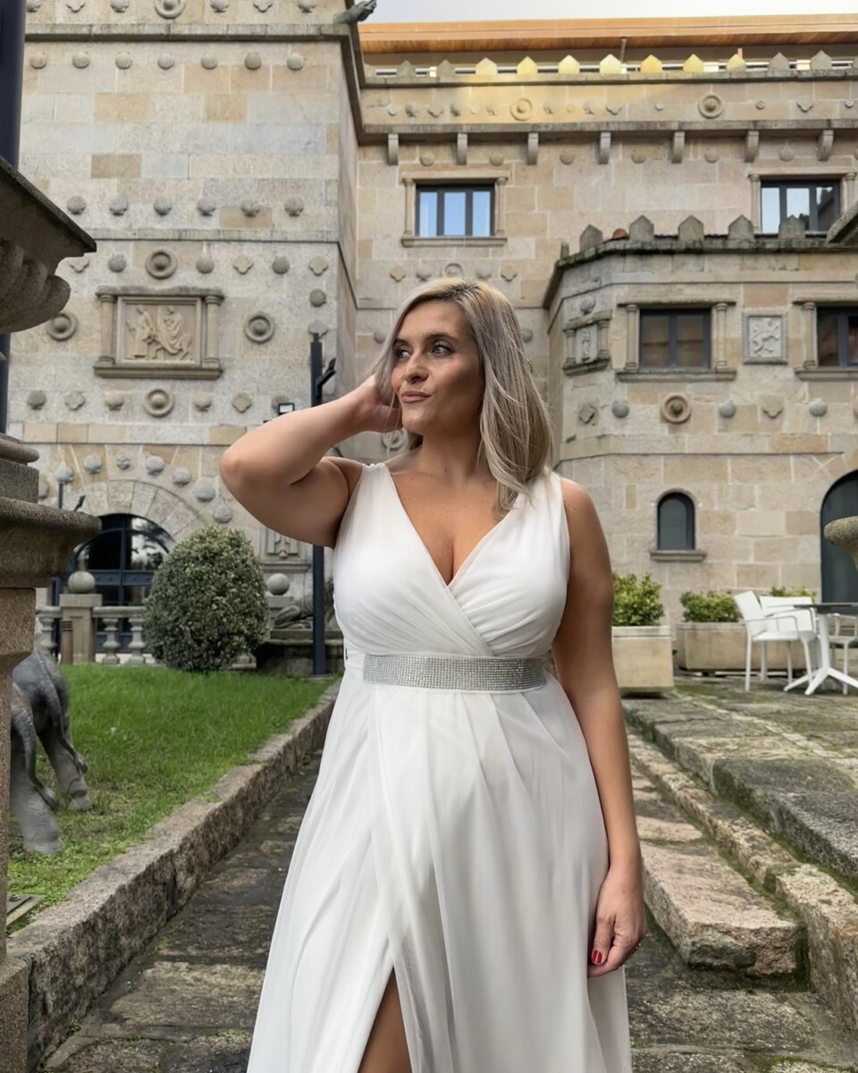 Vestido Tul Brillos Cintura Novia - Imagen 6