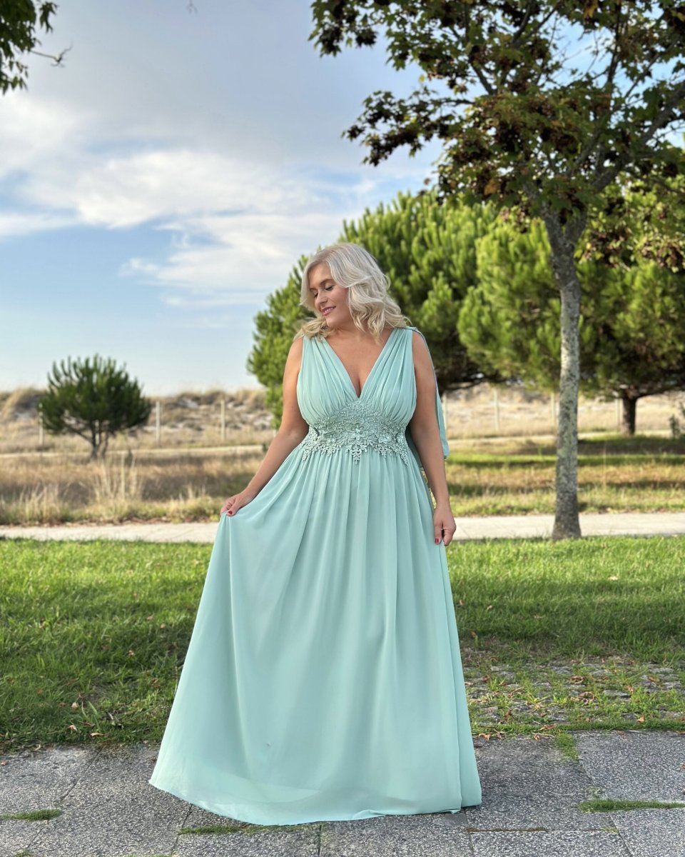 Vestido Capa Cintura Flores Curvy - Imagen 5
