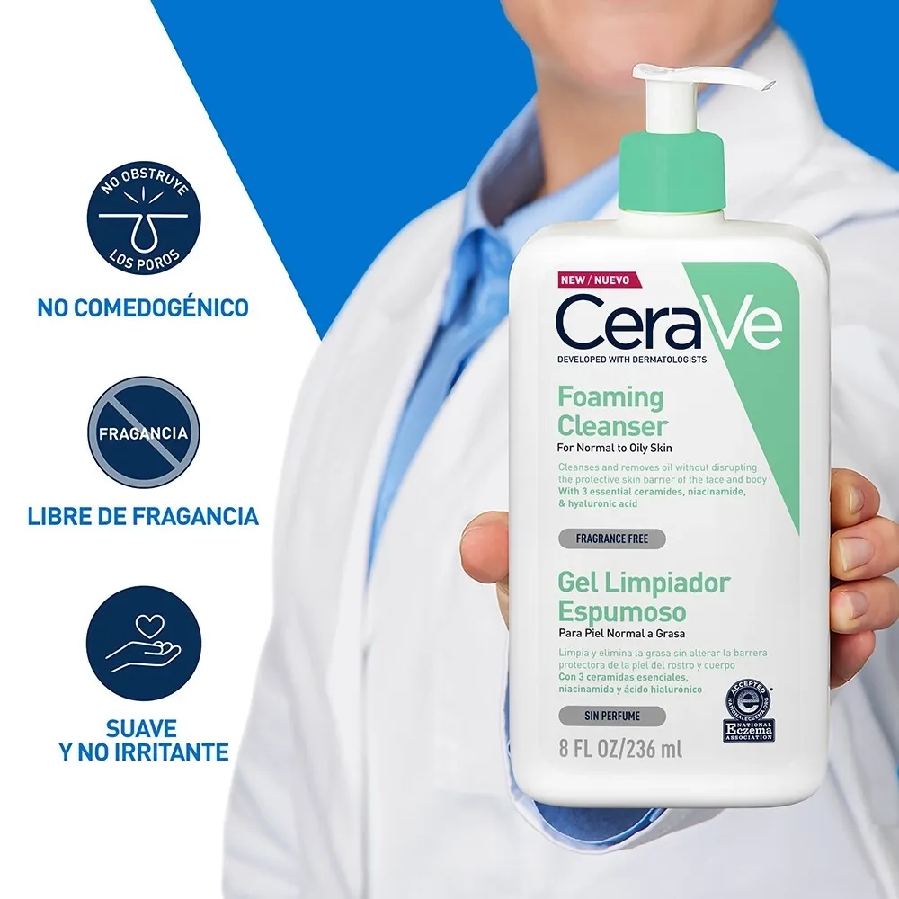 CeraVe Gel Limpiador Espumoso – 236 ml - Imagen 3