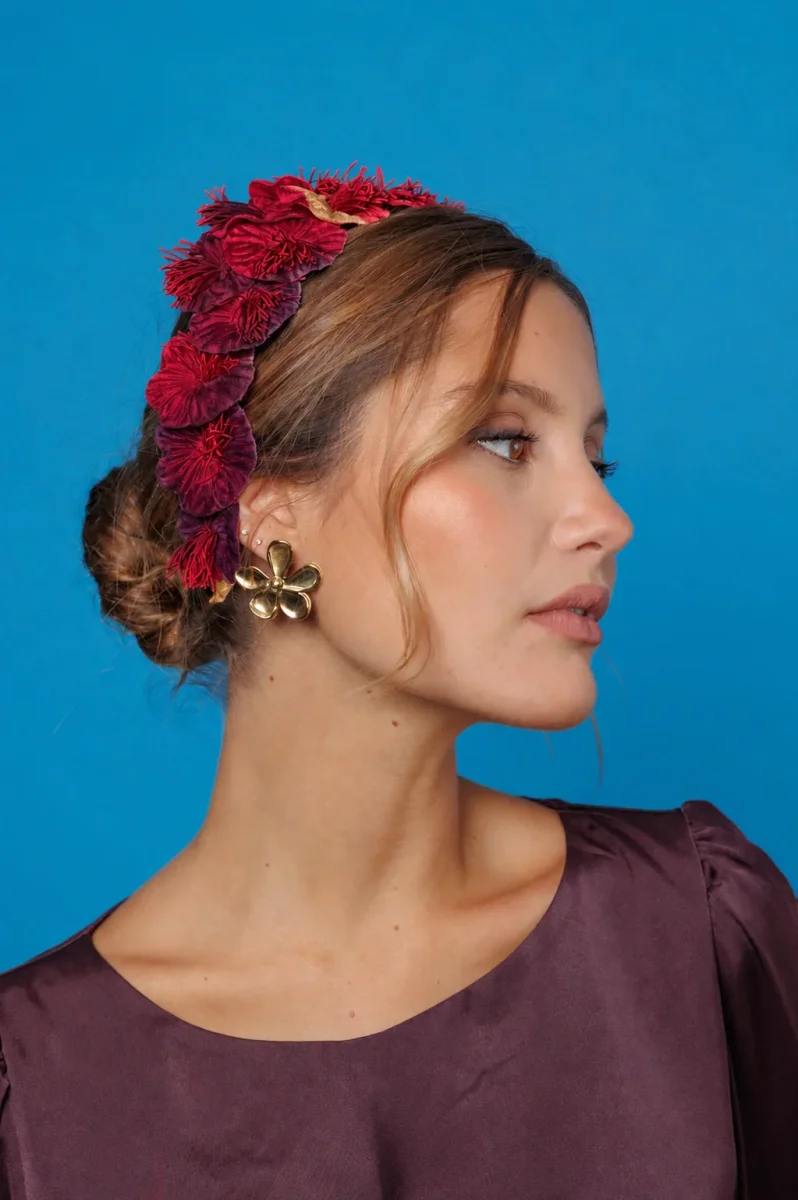 Diadema Dalia roja y morada - Imagen 3