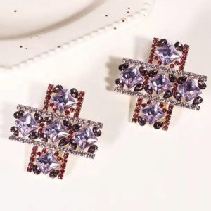 Pendientes Cruz Cuadrada Cristales